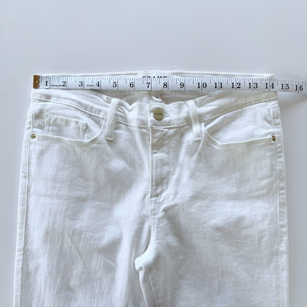 NWT FLAWED FRAME Le Skinny de Jeanne Mid-Rise Crop Jeans in White Size 30 - Picture 12 of 15